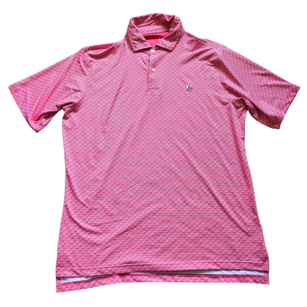 Fairway & Greene Golf Polo Shirt‎ Mens Pink Pattern USA Made